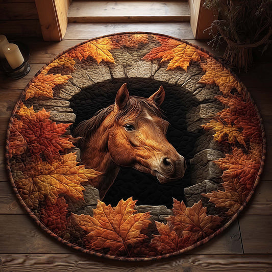 Autumn Forest Horse Quilted Round Mat GFTOHD11492