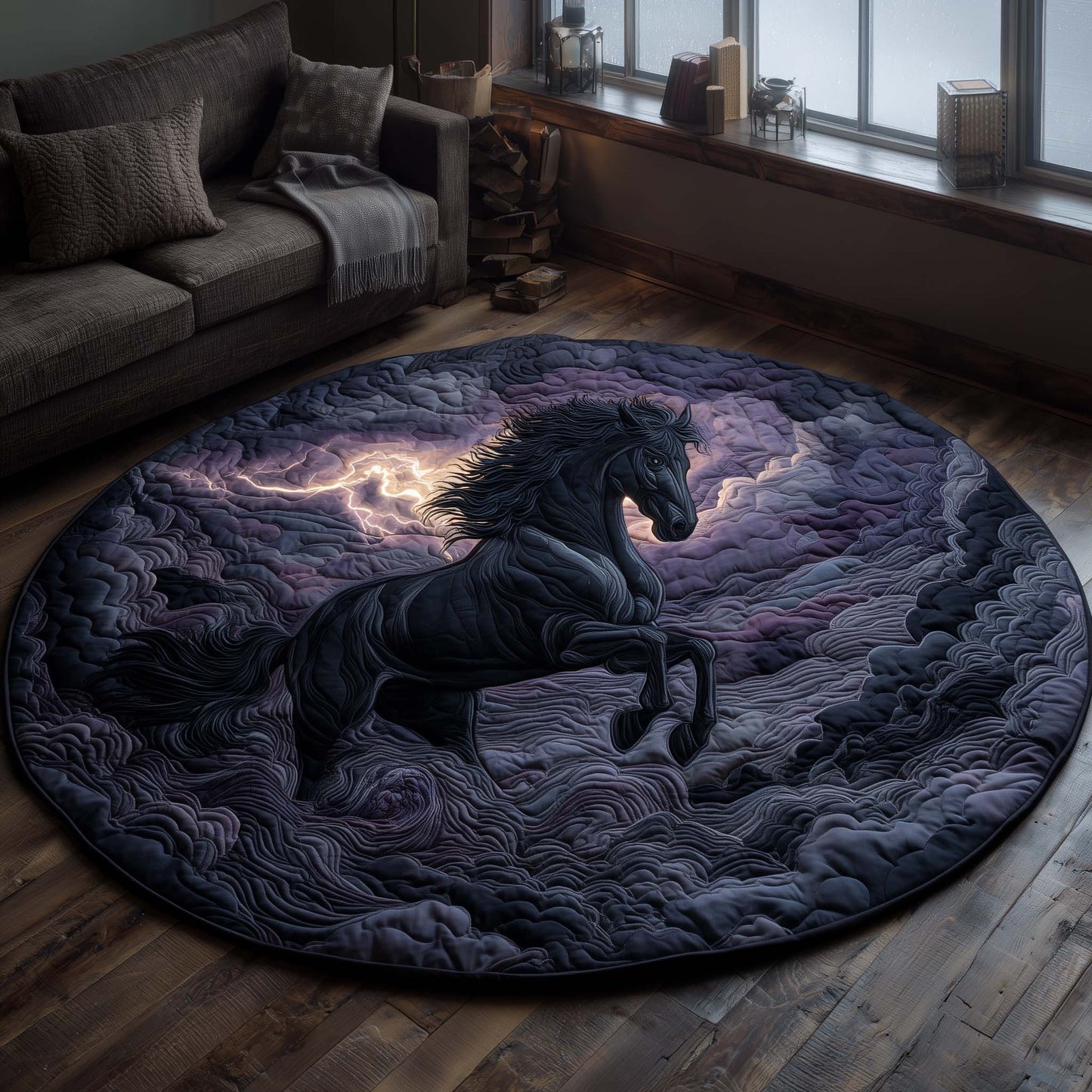 Storm Horse Quilted Round Mat GFTOHD11494