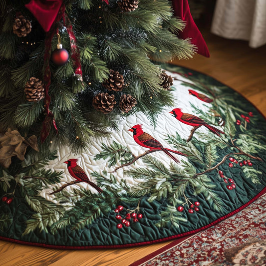 Festive Cardinal Quilted Tree Skirt GFTOHD11511