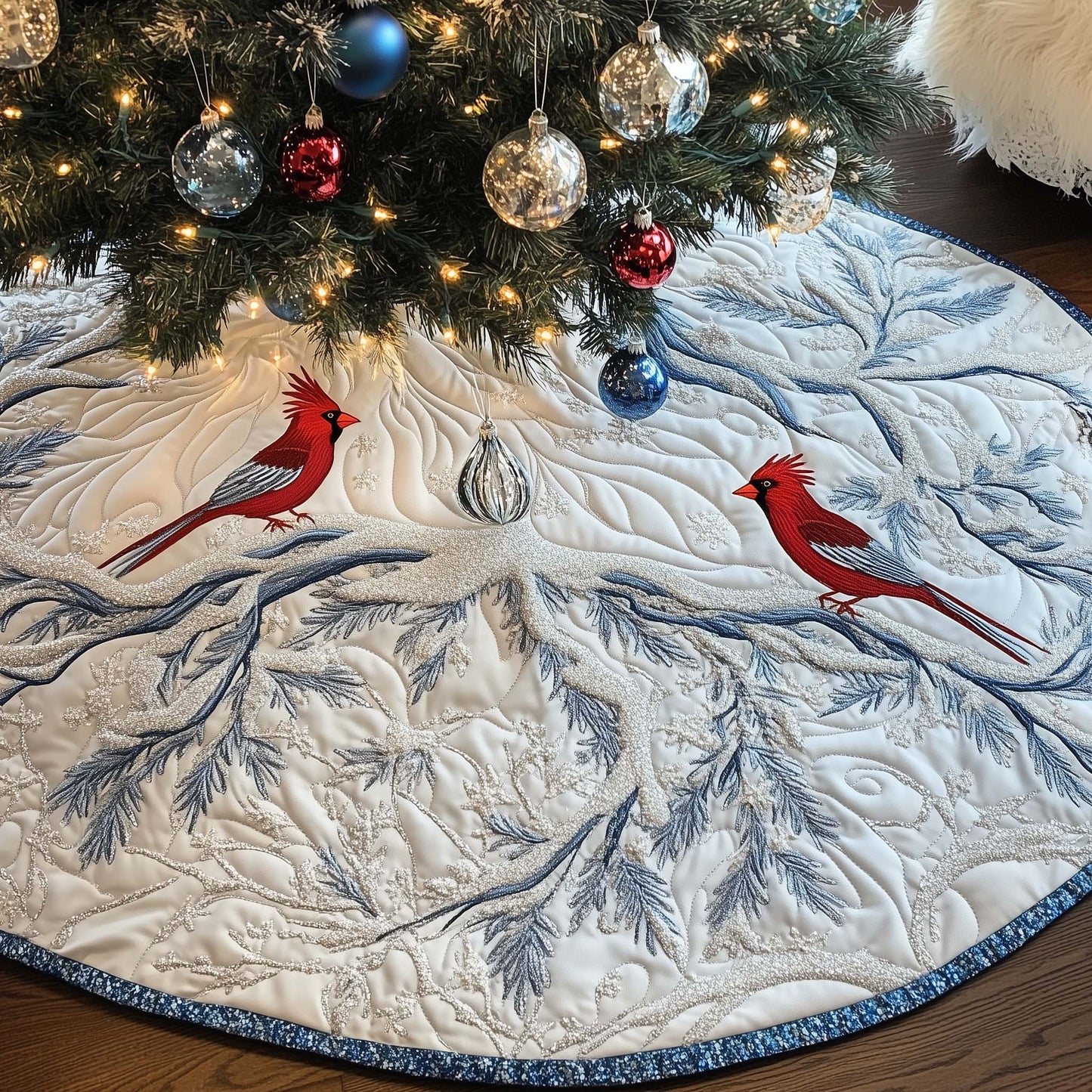 Festive Cardinal Quilted Tree Skirt GFTOHD11515