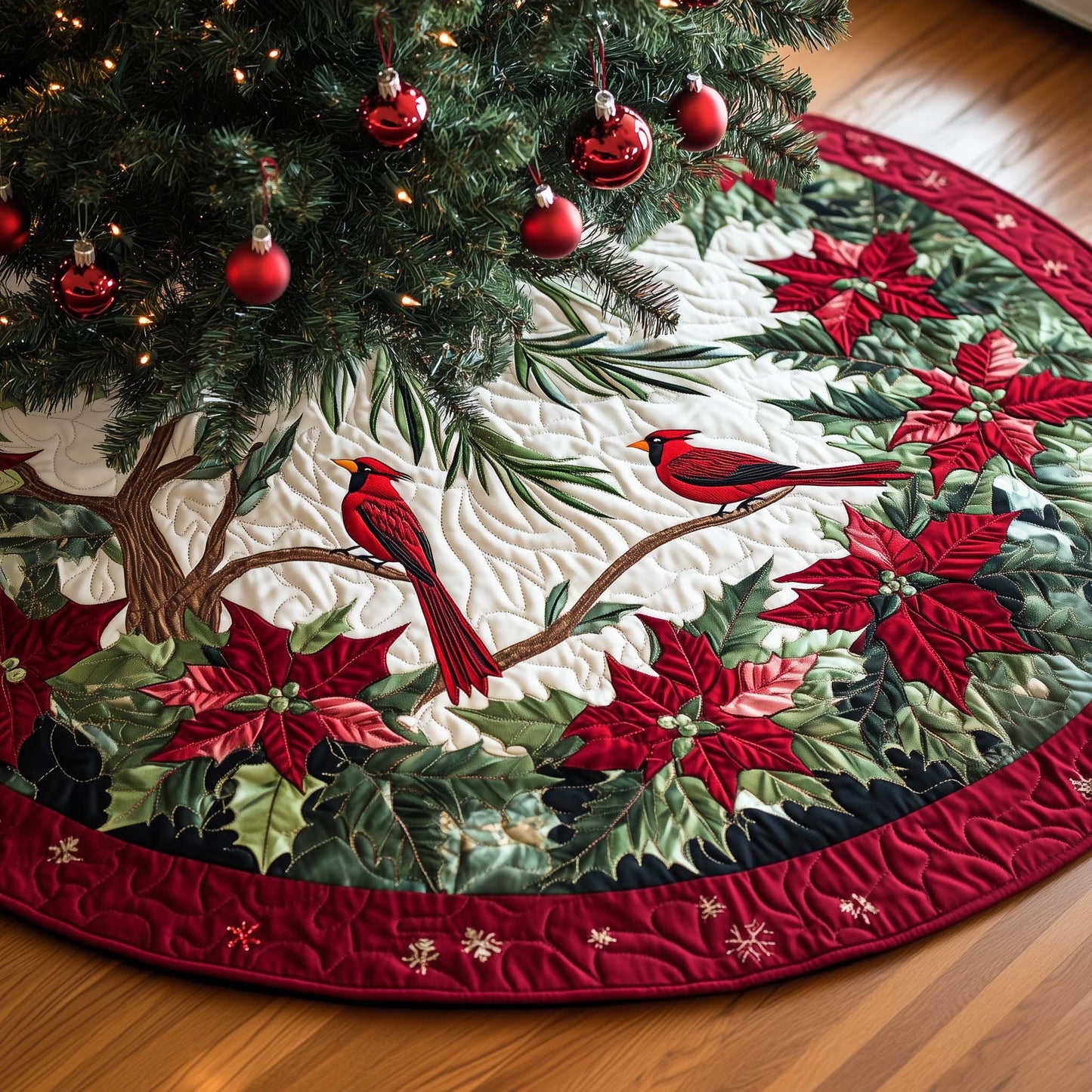 Festive Cardinal Quilted Tree Skirt GFTOHD11520
