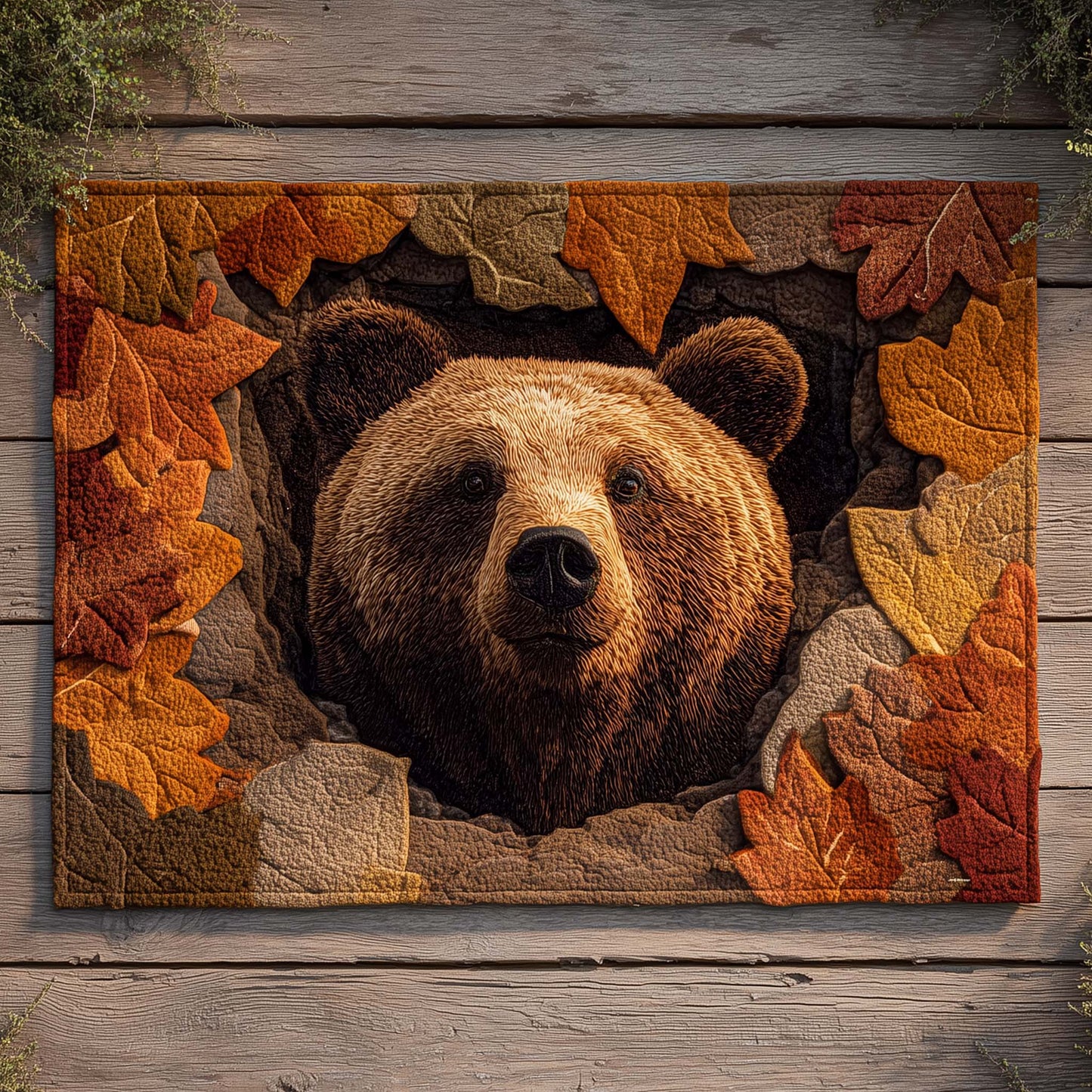 Autumn Leaf Hollow Bear Doormat GFTOHD11554
