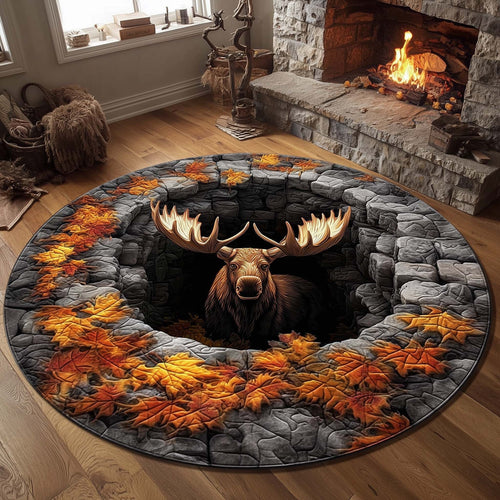 Mystic Autumn Moose Quilted Round Mat GFTOHD11567