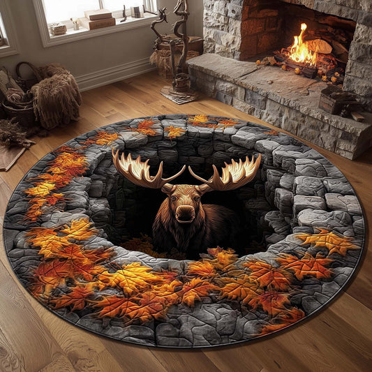 Mystic Autumn Moose Quilted Round Mat GFTOHD11567