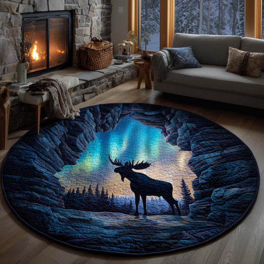 Northern Lights Moose Quilted Round Mat GFTOHD11577