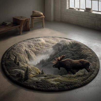 Fog Valley Moose Quilted Round Mat GFTOHD11582
