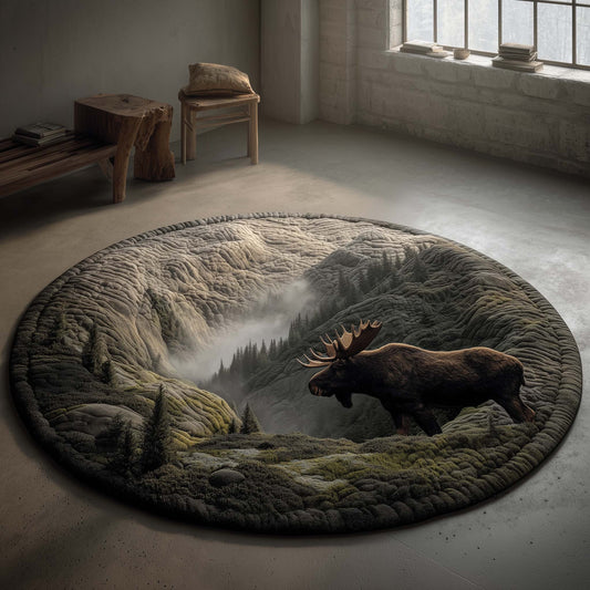 Fog Valley Moose Quilted Round Mat GFTOHD11582