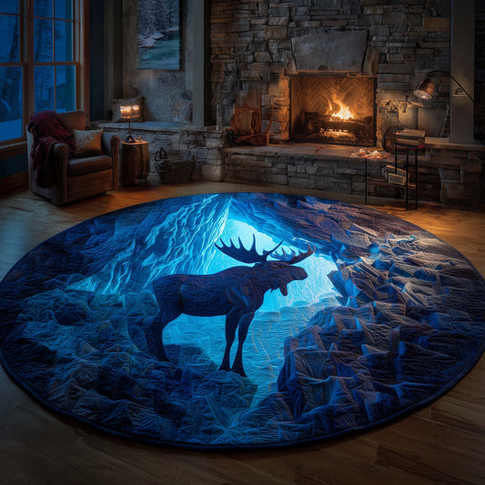 Ice Cave Moose Quilted Round Mat GFTOHD11584