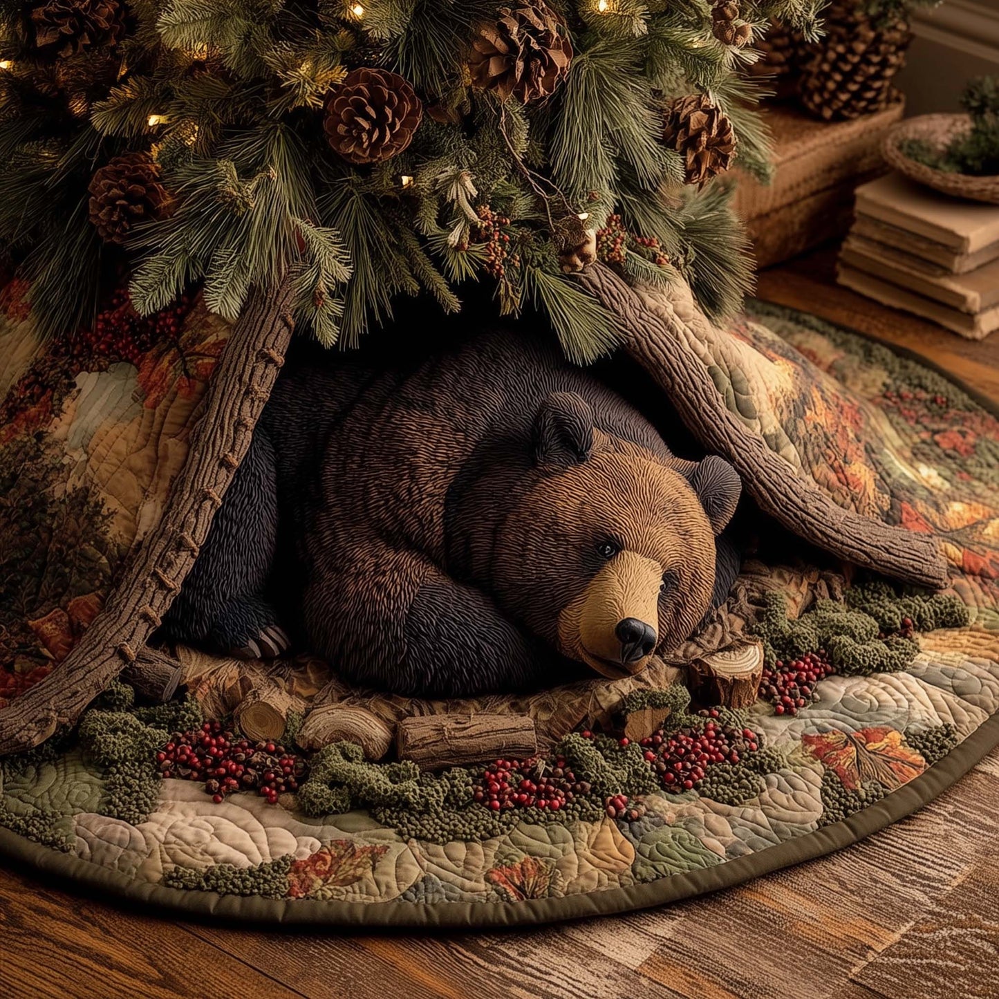 Bear Forest Spirit Quilted Tree Skirt GFTOHD11600
