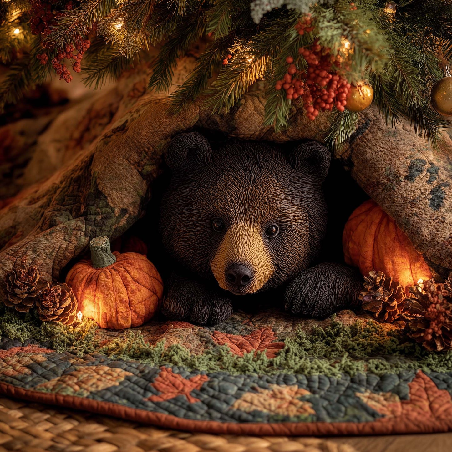 Bear Forest Spirit Quilted Tree Skirt GFTOHD11601