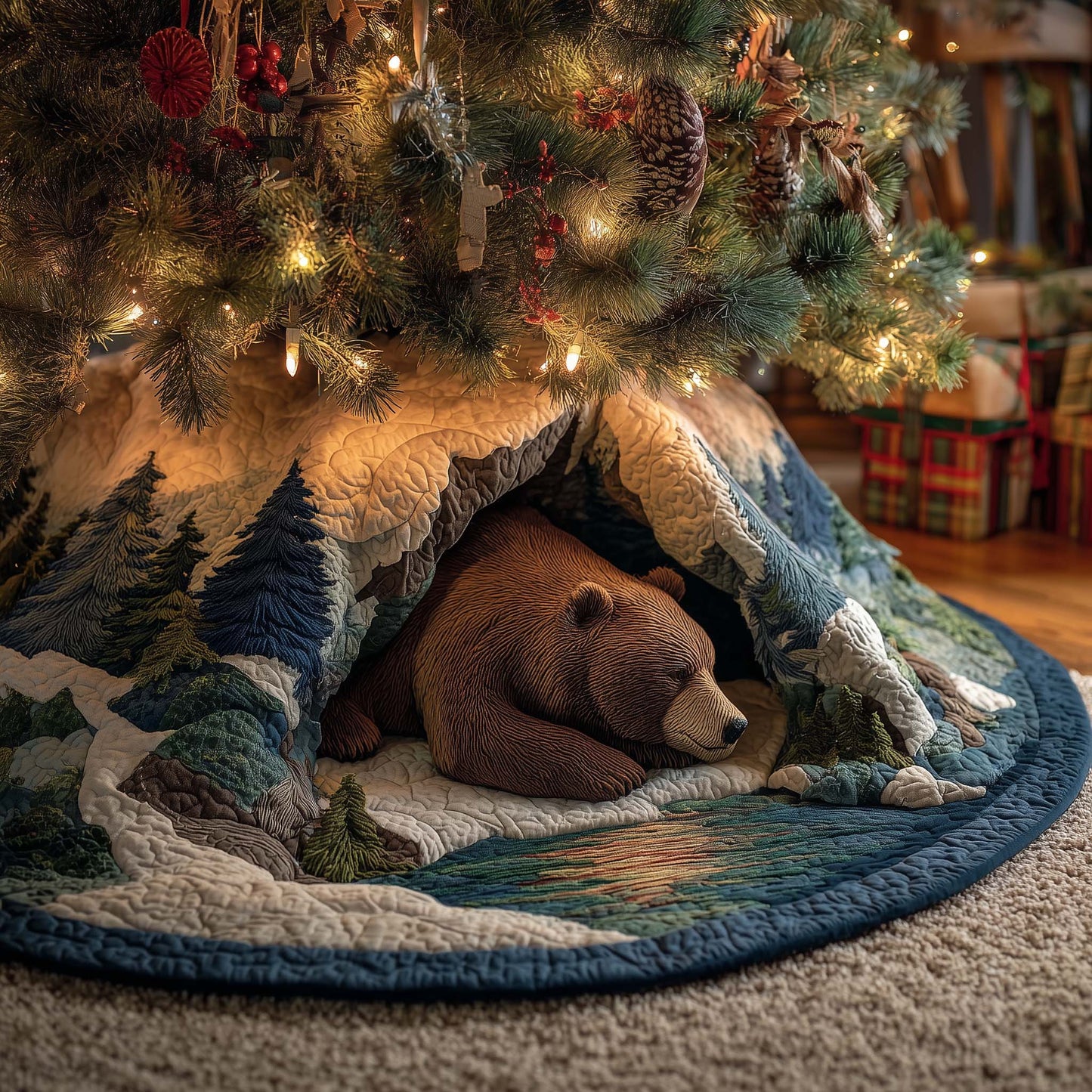 Bear Forest Spirit Quilted Tree Skirt GFTOHD11603
