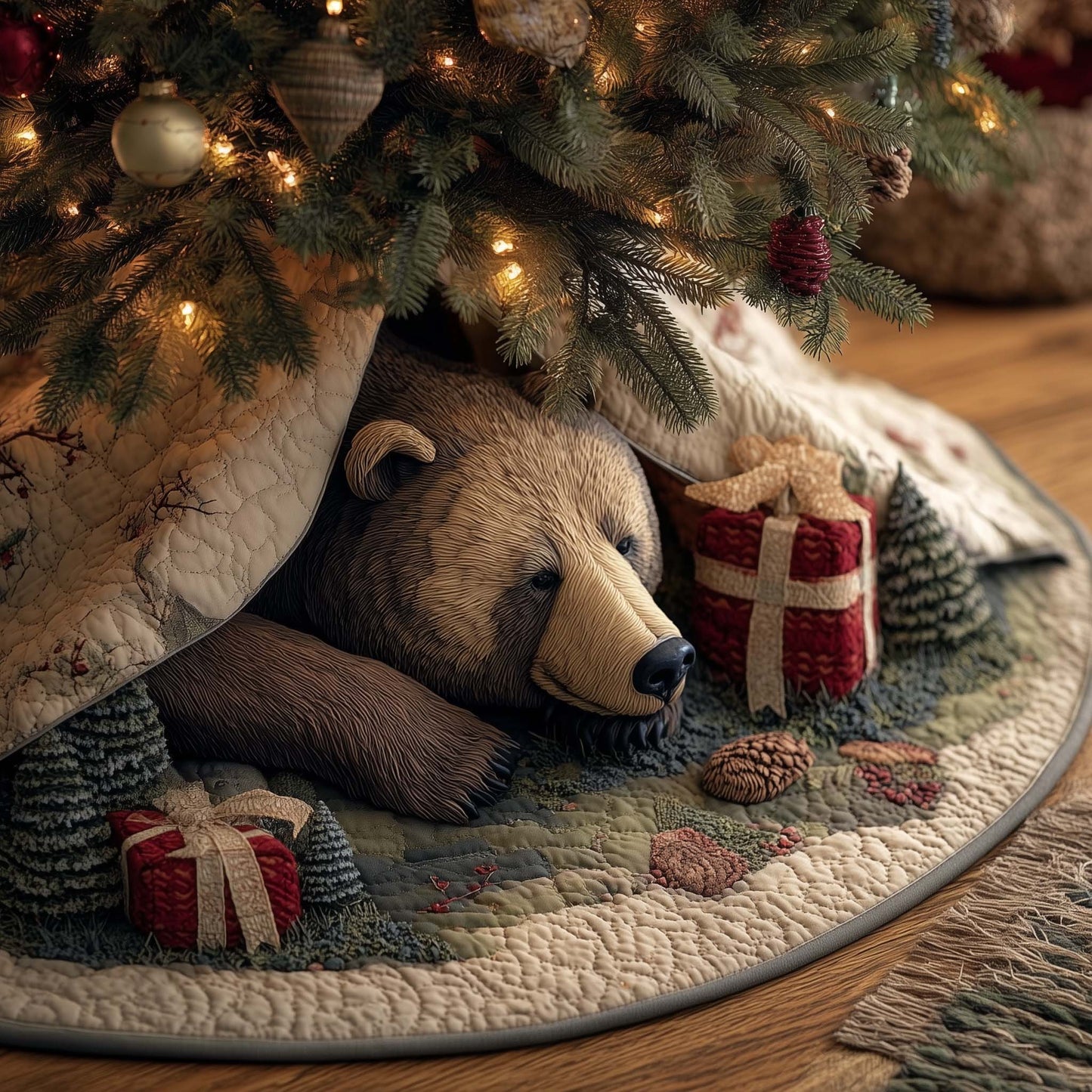 Bear Forest Spirit Quilted Tree Skirt GFTOHD11605