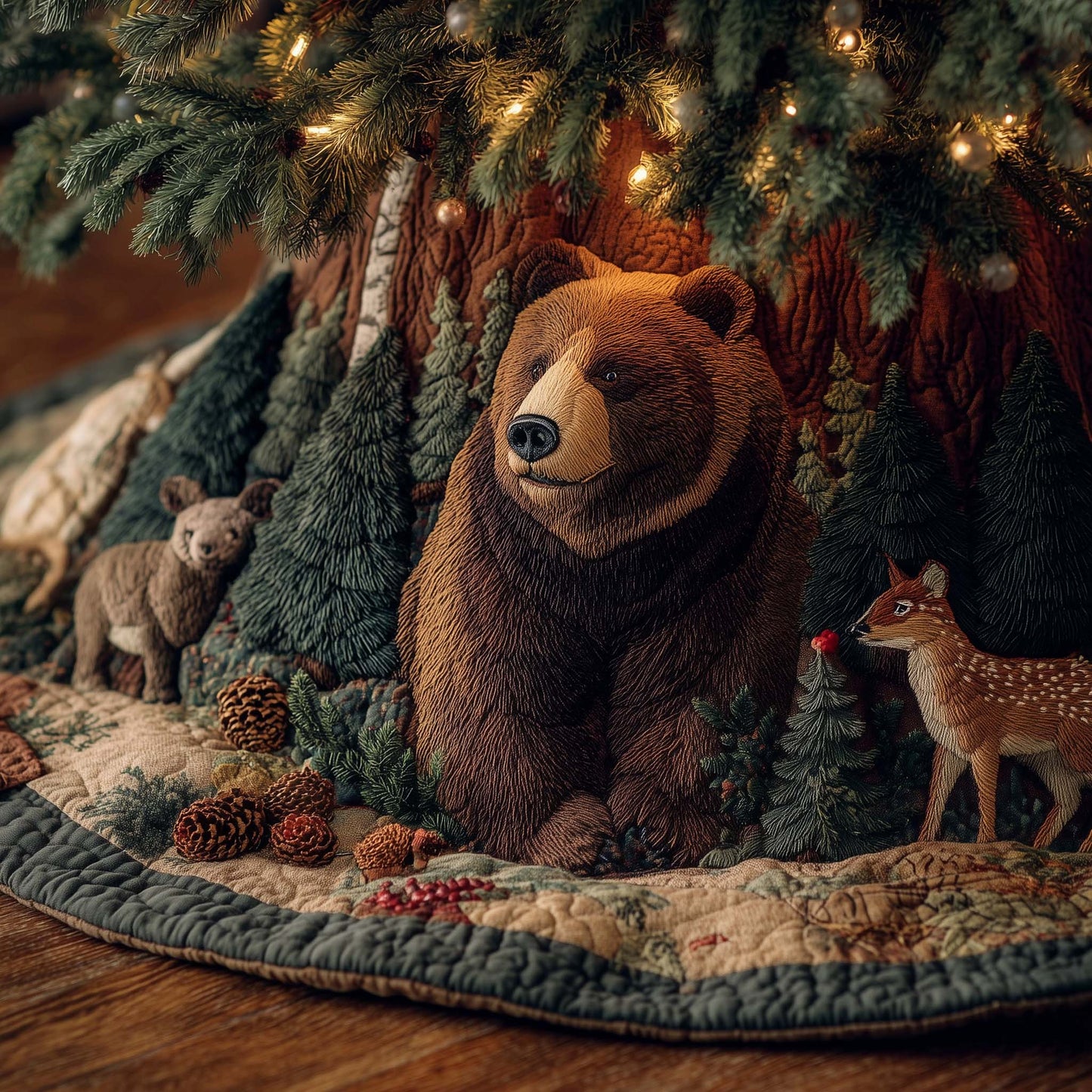 Bear Forest Spirit Quilted Tree Skirt GFTOHD11608