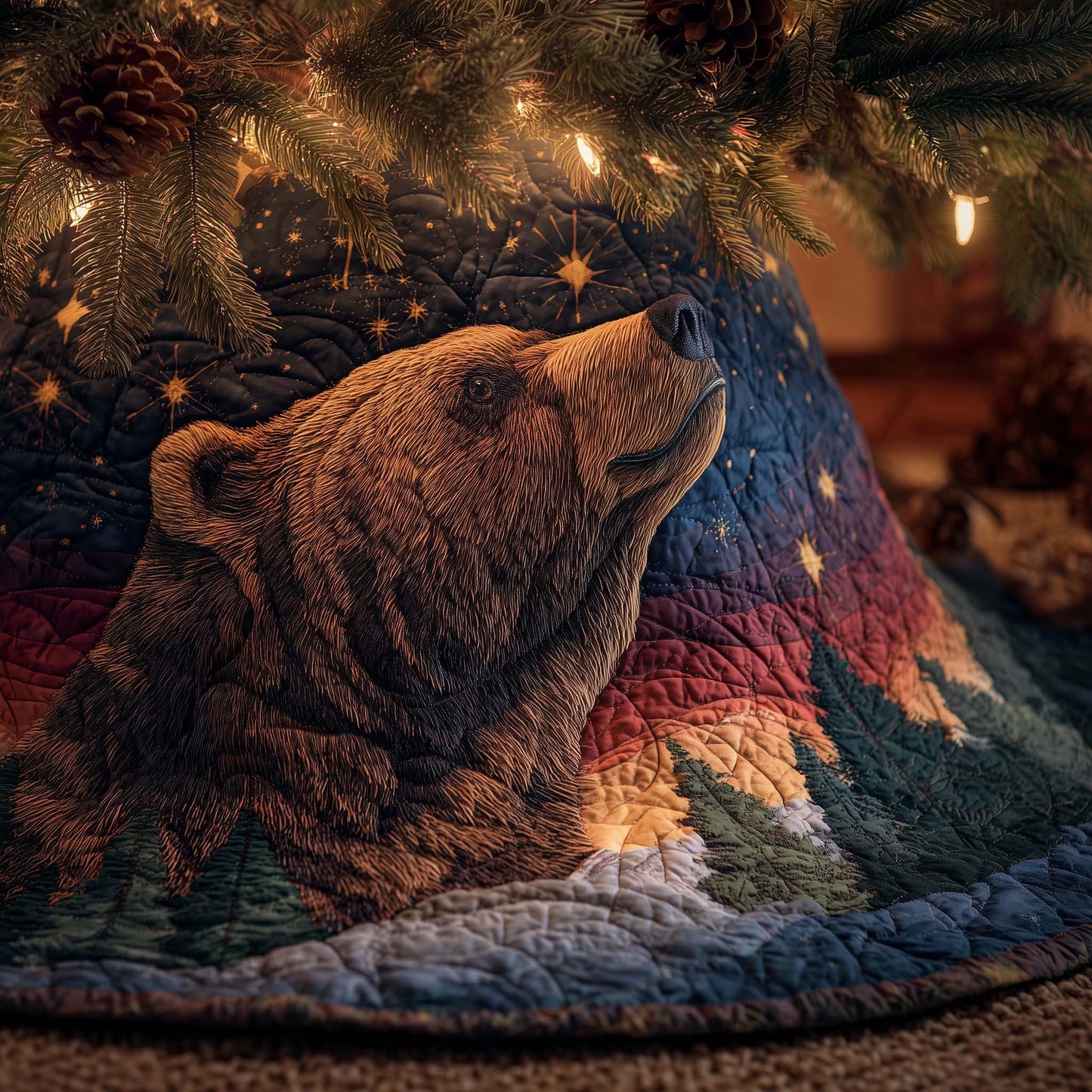 Bear Forest Spirit Quilted Tree Skirt GFTOHD11611