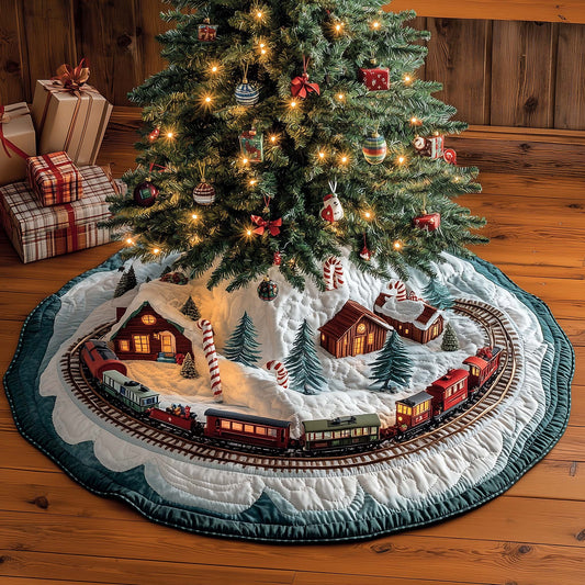 Festive Train Quilted Tree Skirt GFTOHD11613