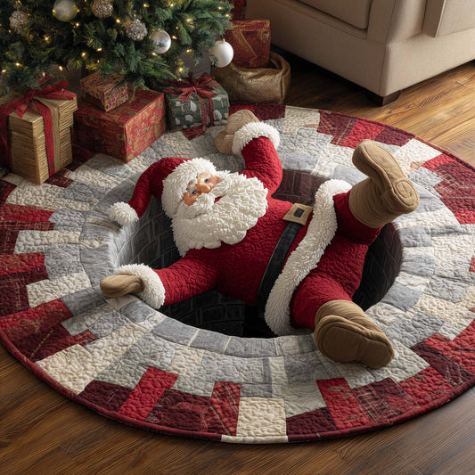 Santa Down the Chimney Quilted Round Mat GFTOHD11619