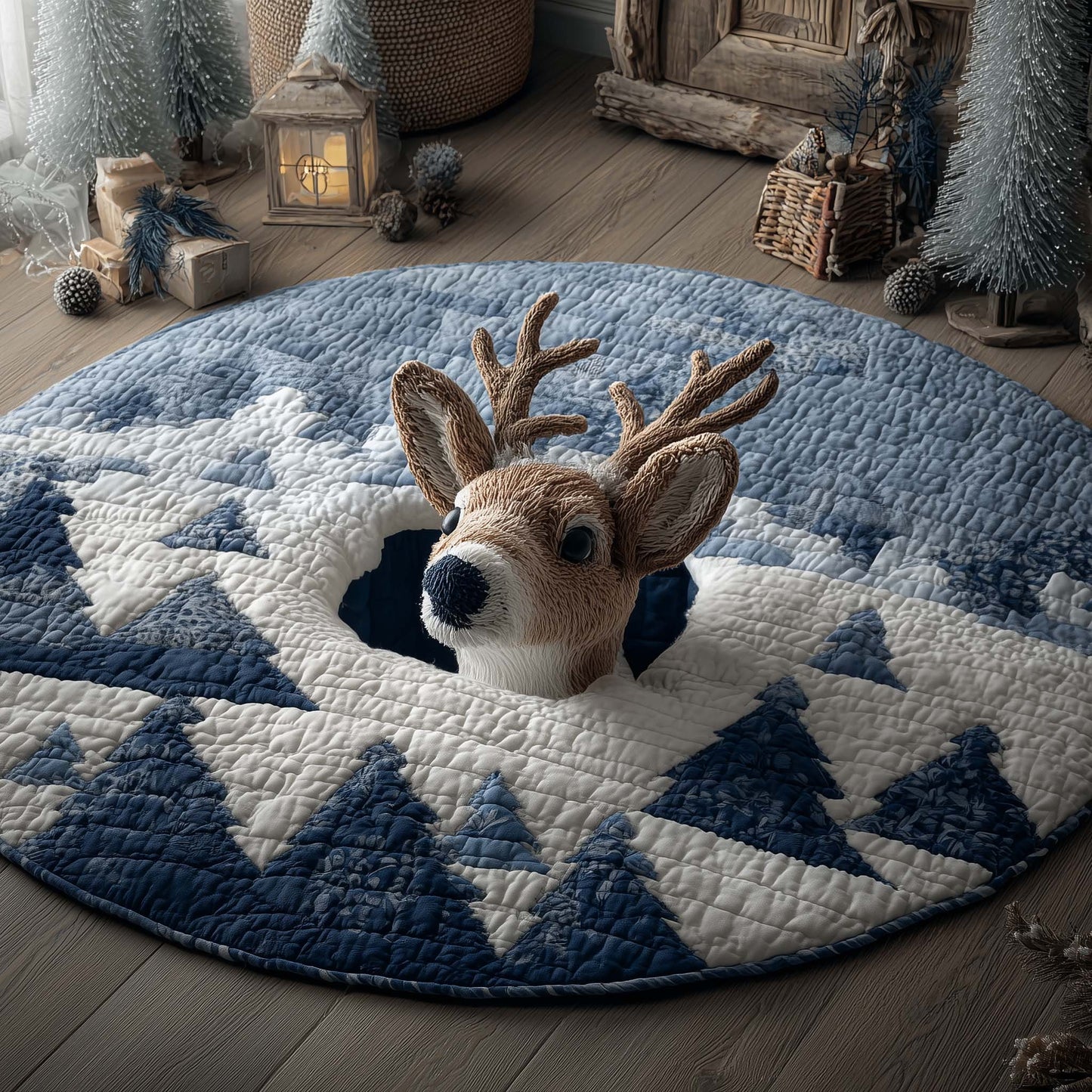 Winter Reindeer Quilted Round Mat GFTOHD11622