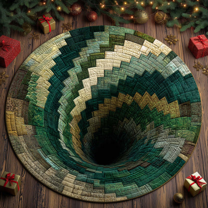 Green Pine Vortex Quilted Round Mat GFTOHD11624