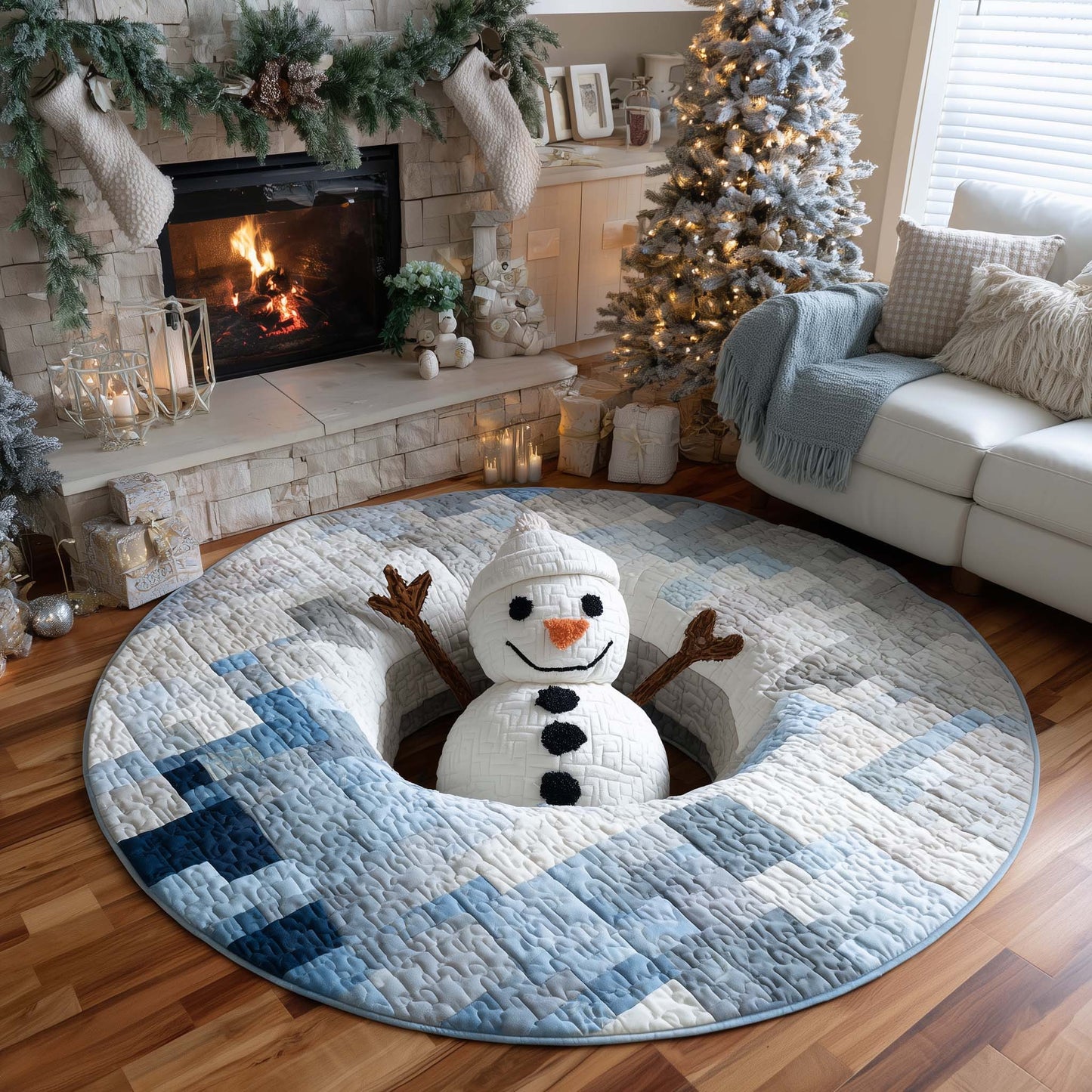 Snowman Sinkhole Quilted Round Mat GFTOHD11628