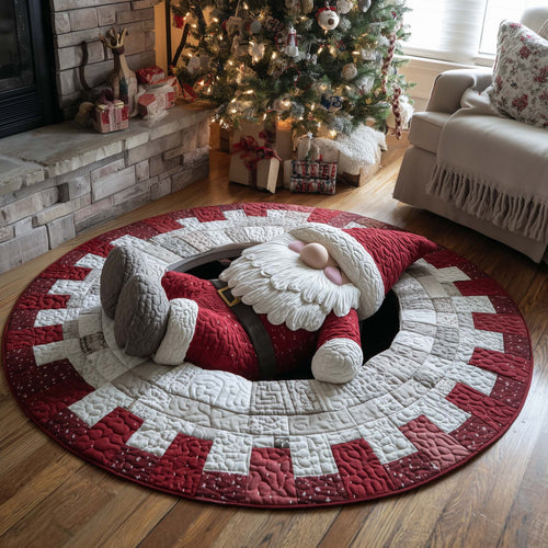 Fallen Christmas Gnomes Quilted Round Mat GFTOHD11639