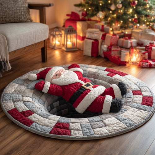 Santa Down the Chimney Quilted Round Mat GFTOHD11642