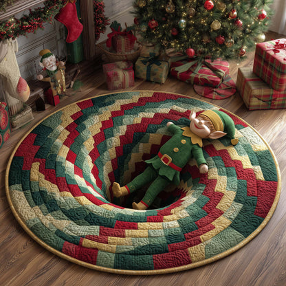 Clumsy Christmas Elf Quilted Round Mat GFTOHD11644