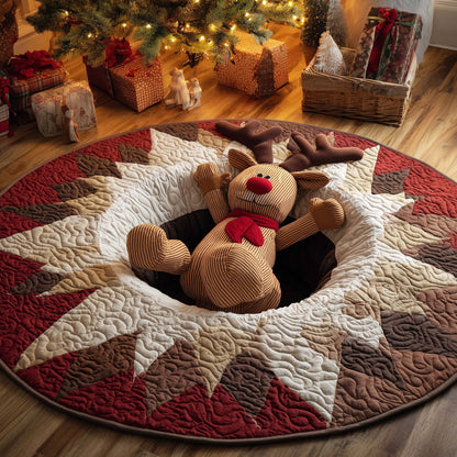 Reindeer Tumble Quilted Round Mat GFTOHD11646