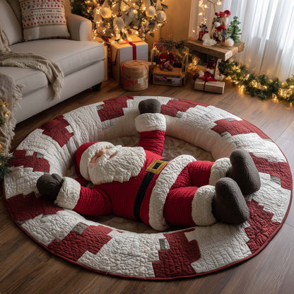 Stocking Stuck Santa Quilted Round Mat GFTOHD11653