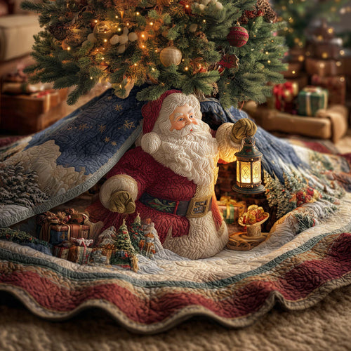 Santa Holiday Cheer Quilted Tree Skirt GFTOHD11659