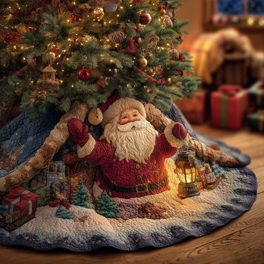 Santa Holiday Cheer Quilted Tree Skirt GFTOHD11660