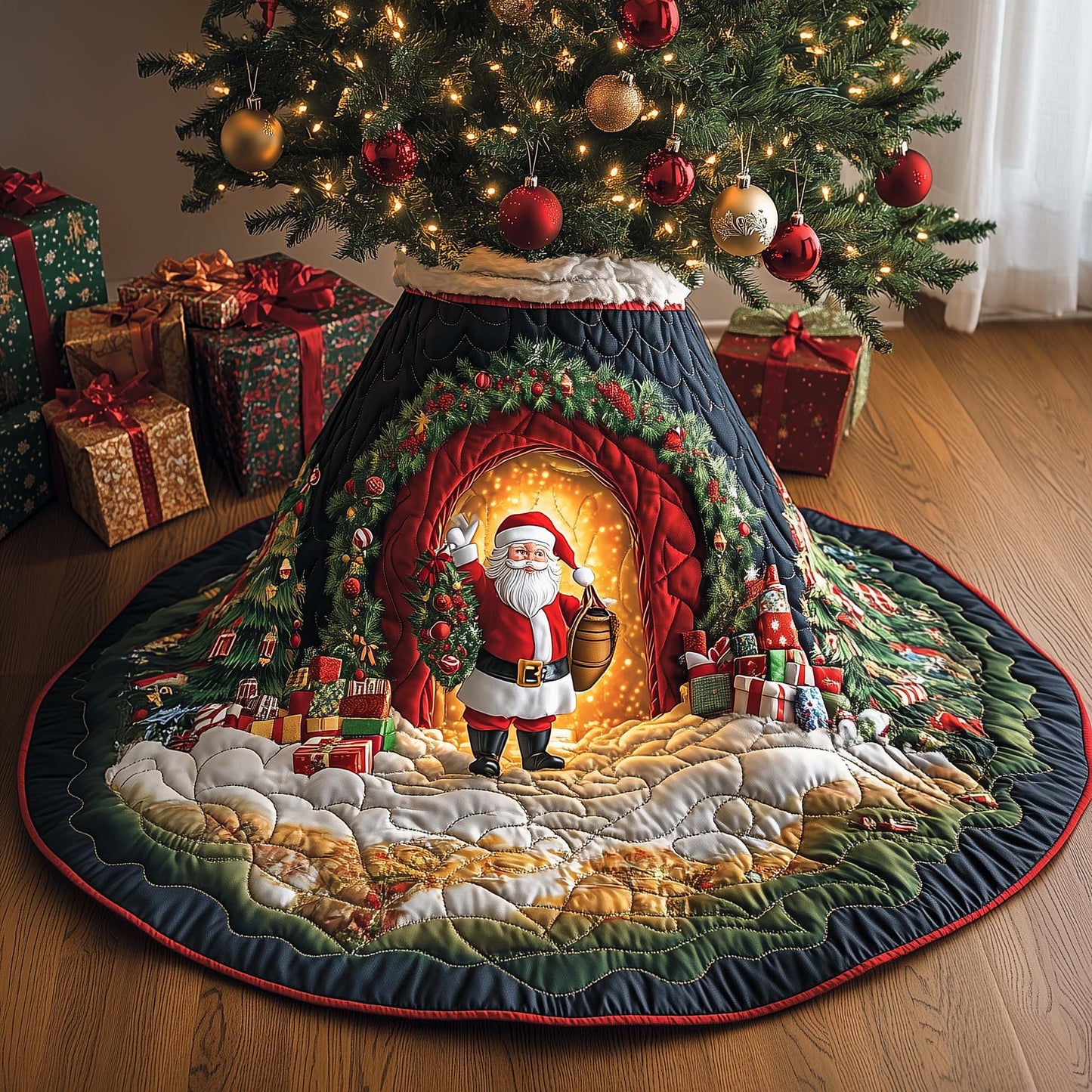 Santa Workshop Quilted Tree Skirt GFTOHD11666