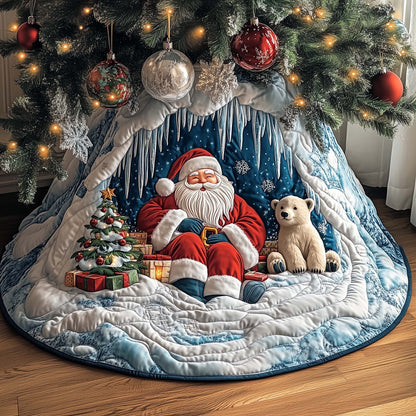 Santa in Ice Cave Quilted Tree Skirt GFTOHD11667