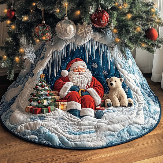 Santa in Ice Cave Quilted Tree Skirt GFTOHD11667