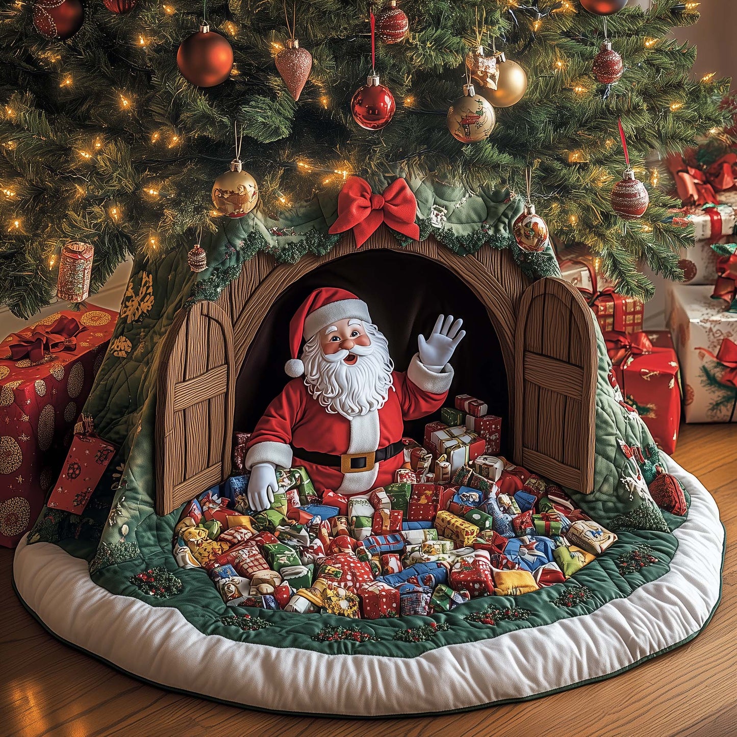 Santa Workshop Wonder Quilted Tree Skirt GFTOHD11670