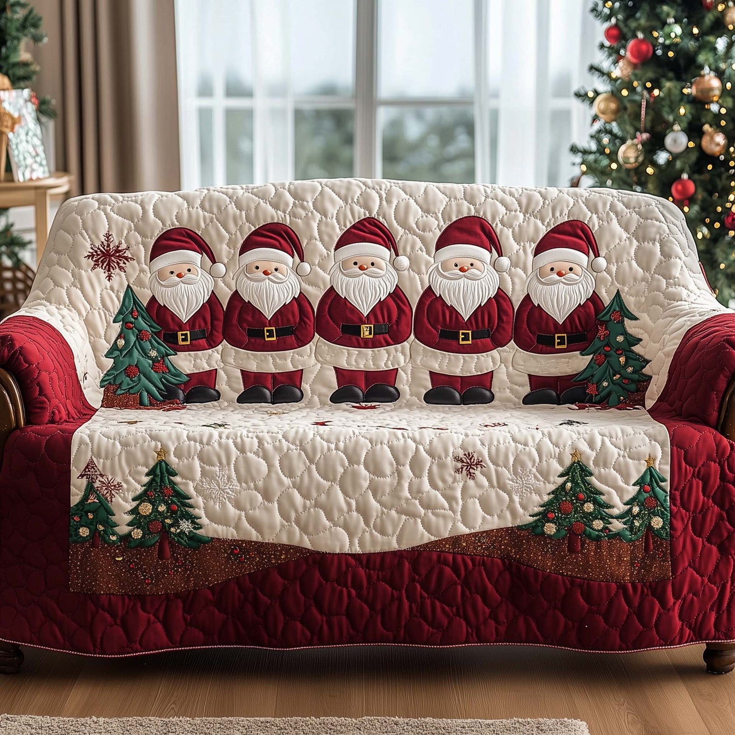 Christmas Santa Joy Quilted Sofa Cover GFTOHD11674