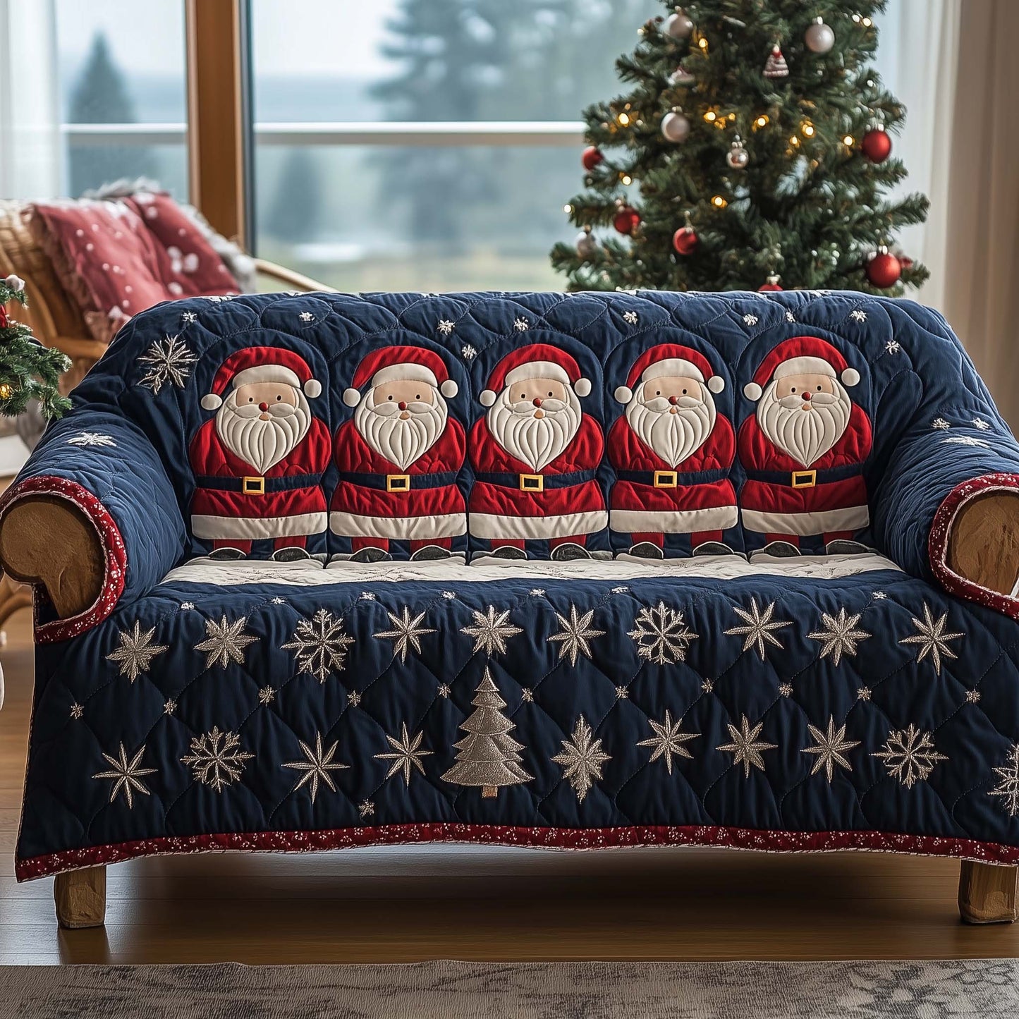Christmas Santa Cheer Quilted Sofa Cover GFTOHD11681