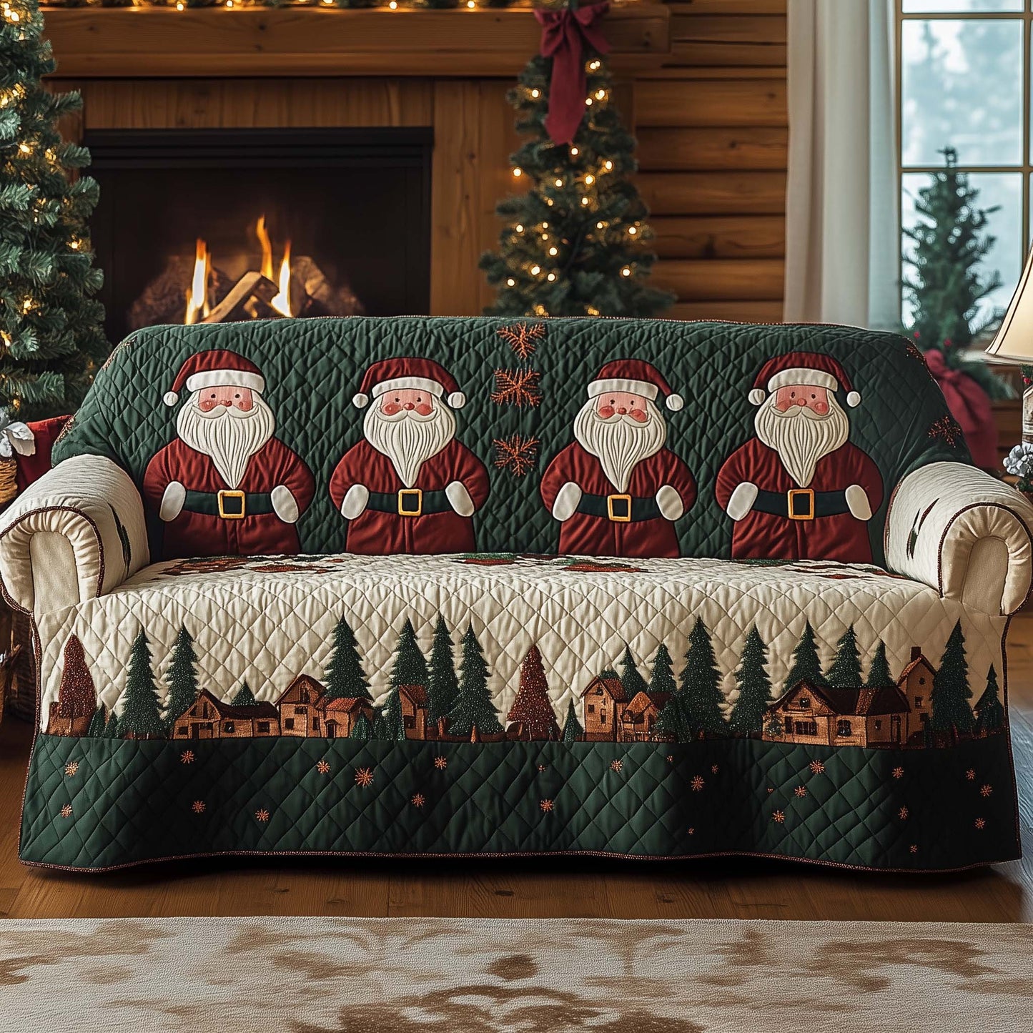 Christmas Santa Cheer Quilted Sofa Cover GFTOHD11683