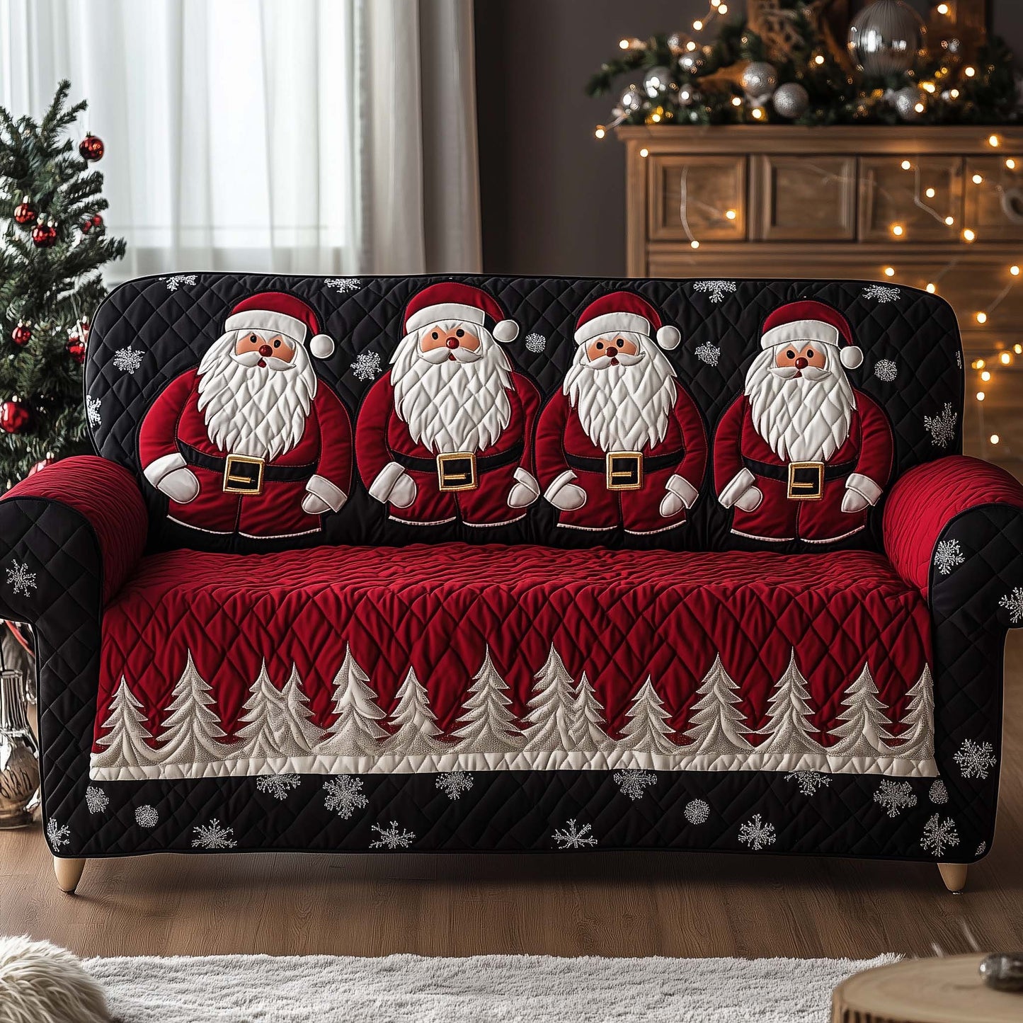 Christmas Santa Cheer Quilted Sofa Cover GFTOHD11685