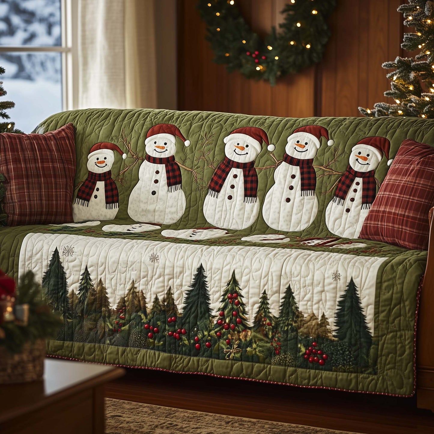 Christmas Snowman Quilted Sofa Cover GFTOHD11691