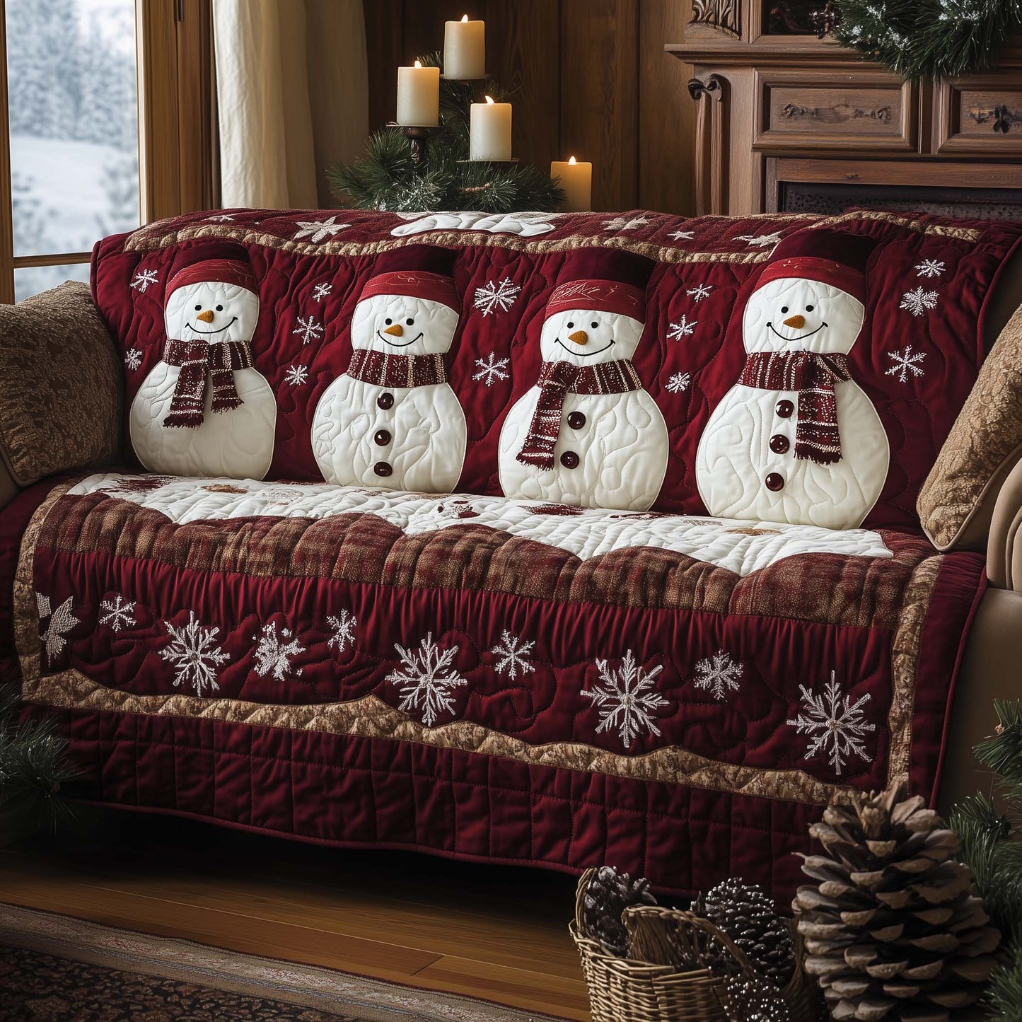 Christmas Snowman Quilted Sofa Cover GFTOHD11692