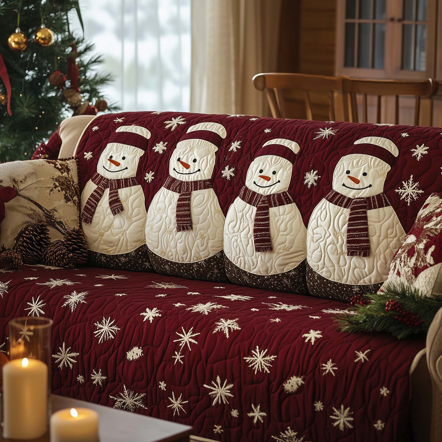 Christmas Snowman Quilted Sofa Cover GFTOHD11693