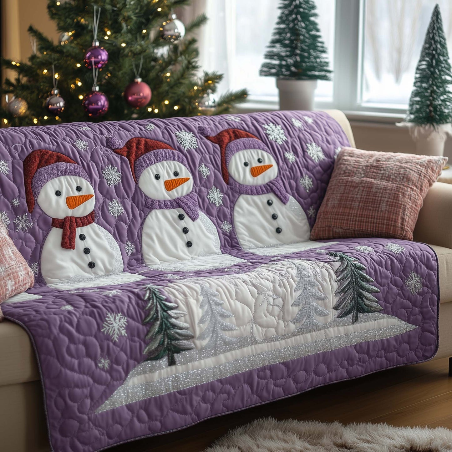 Christmas Snowman Quilted Sofa Cover GFTOHD11694
