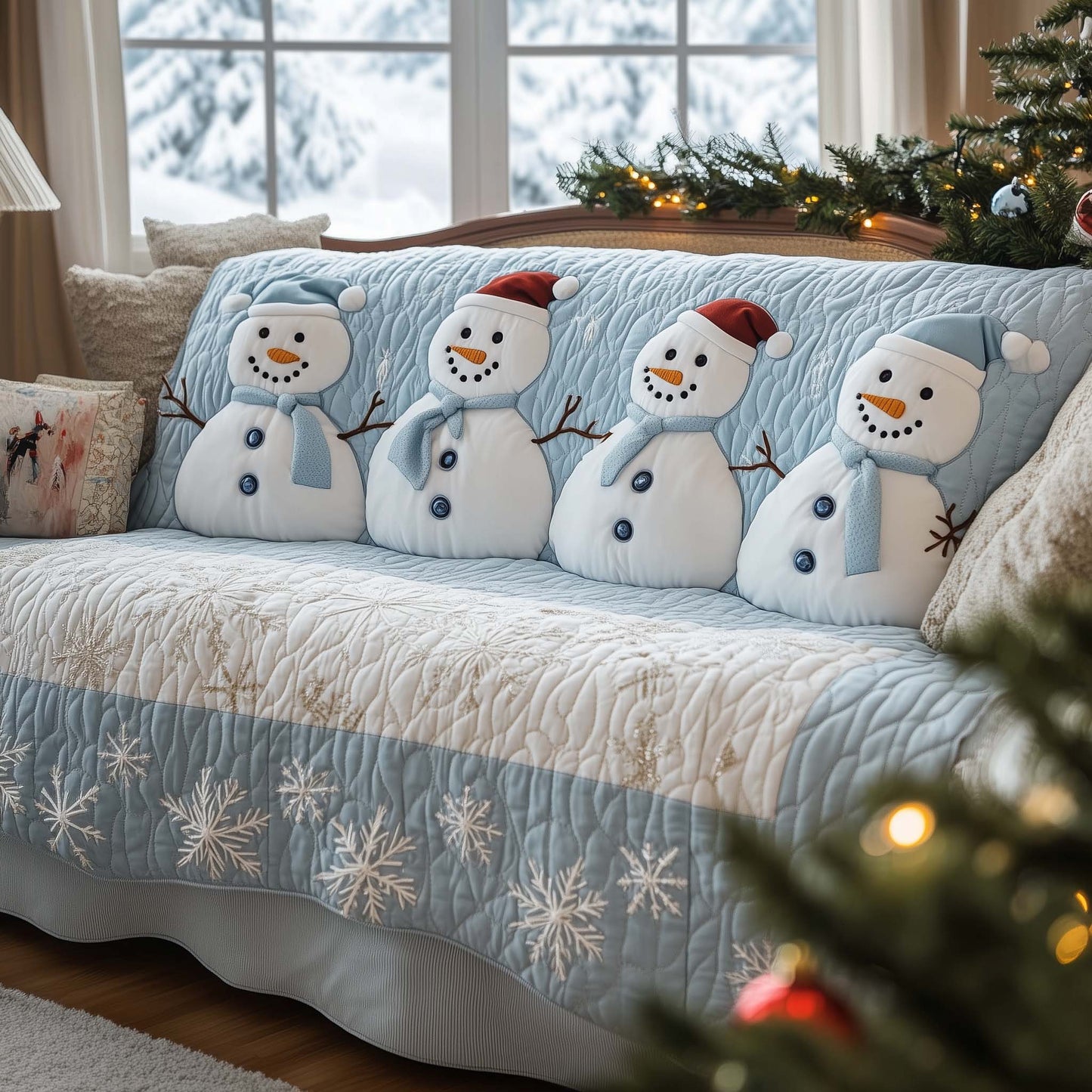 Christmas Snowman Quilted Sofa Cover GFTOHD11698