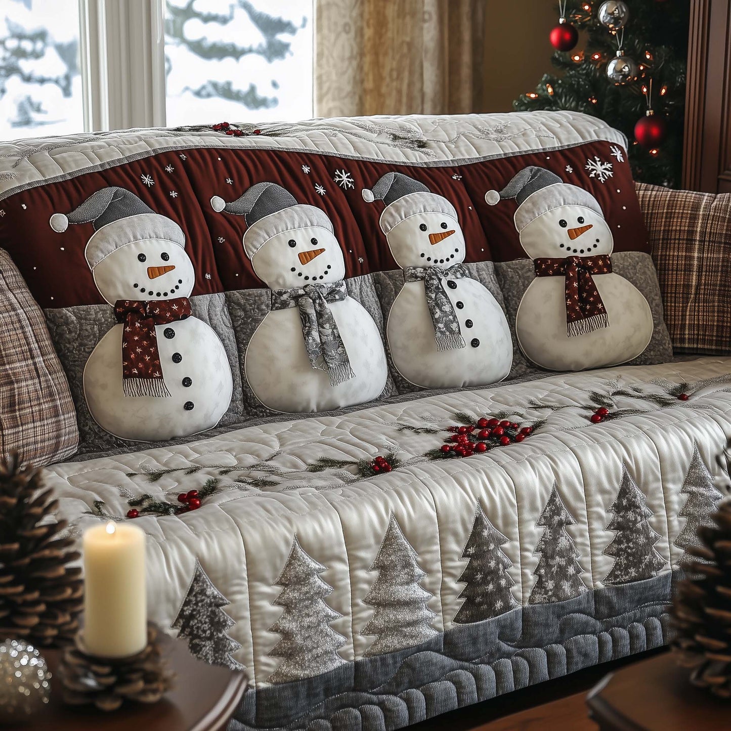Christmas Snowman Quilted Sofa Cover GFTOHD11700