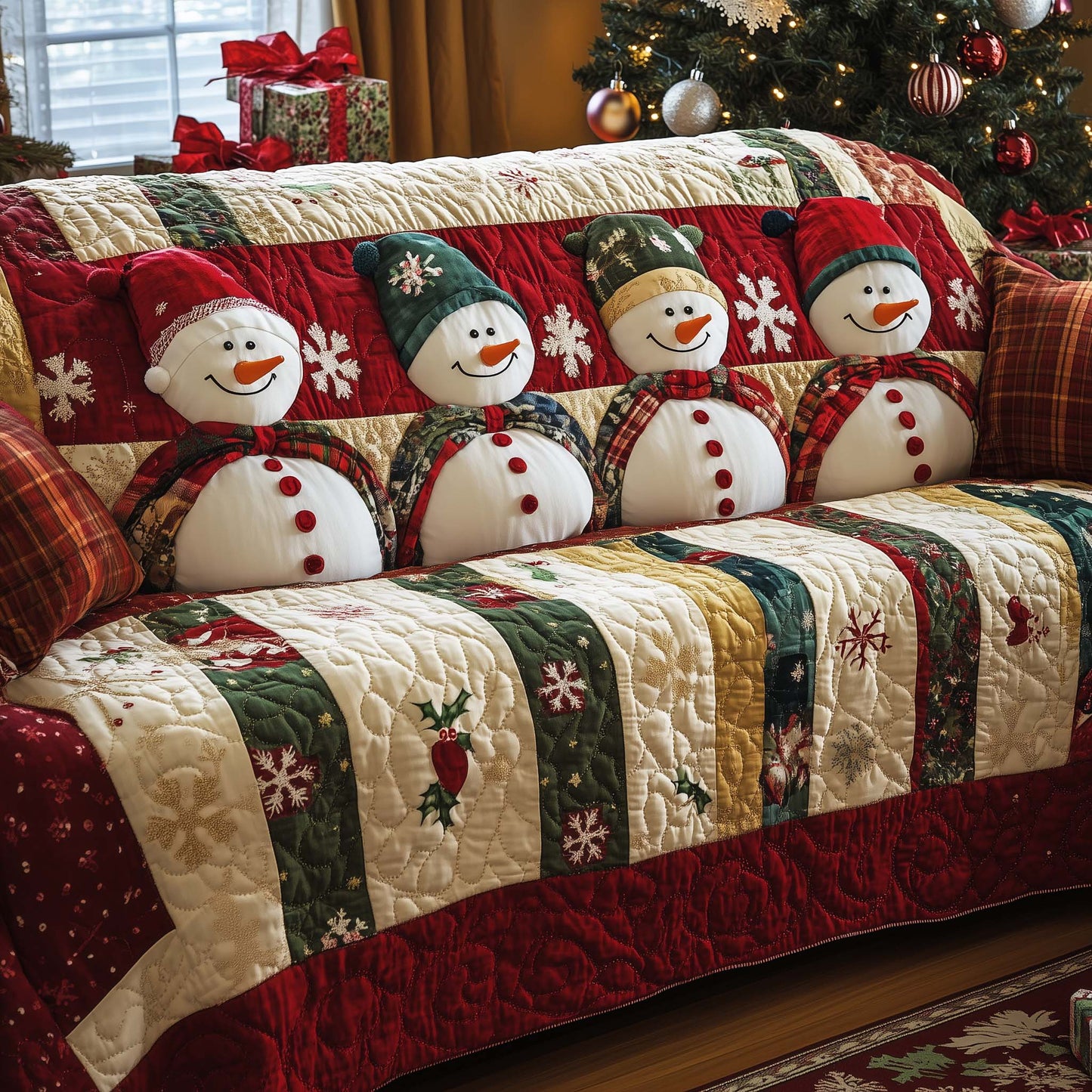 Christmas Snowman Quilted Sofa Cover GFTOHD11701