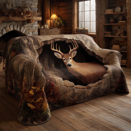 Forest Deer Quilted Sofa Cover GFTOHD11703