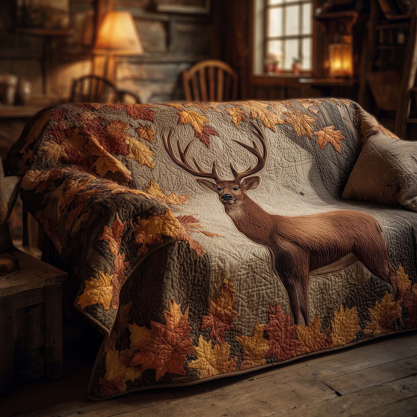Mystic Autumn Deer Quilted Sofa Cover GFTOHD11705