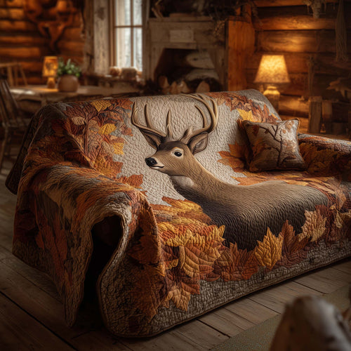 Mystic Autumn Deer Quilted Sofa Cover GFTOHD11706