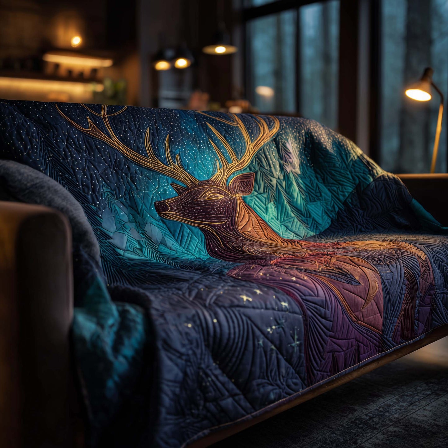 Celestial Deer Quilted Sofa Cover GFTOHD11707