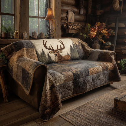 Forest Deer Quilted Sofa Cover GFTOHD11708